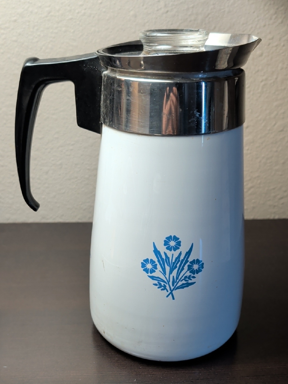 Corningware vintage blue Cornflower floral 9 cup Stovetop coffee percolator